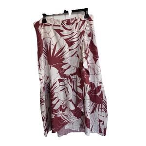 Madewell Linen Blend Faux Wrap Skirt Sz 12 Tropical Coastal Grandma Resort